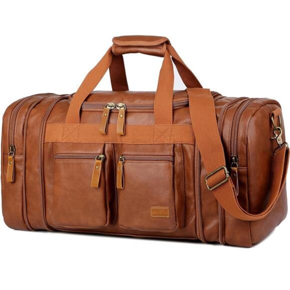 Vegan Leather Travel Duffel WeekenderBag Carry on Overnight Bag Sports Duffelbag